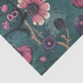 Roze & Paarse Leuke Halloween Pompoen & Bloemen Tissuepapier (Detail)