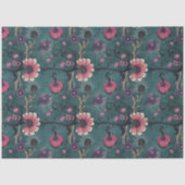 Roze & Paarse Leuke Halloween Pompoen & Bloemen Tissuepapier (Voorkant)