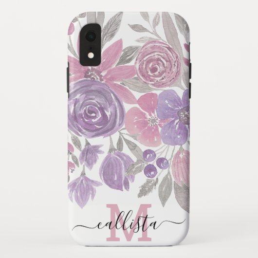 Roze Paarse lichte Sage Groene Florence Waterverf Case-Mate iPhone Case (Achterkant)