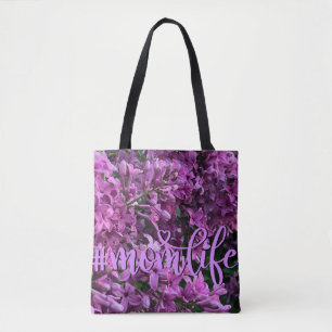 Roze paarse lilassen romantisch roze bloemmoer draagtas