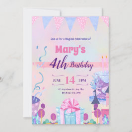 roze paarse magische schattig meisjesachtig kaart