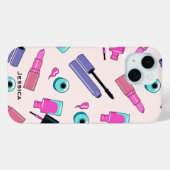 Roze Paarse make-up cosmetica patroon gepersonalis Case-Mate iPhone Case (Achterkant (horizontaal))