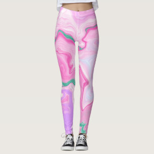 Roze, Paarse, Mint Groene Kunstkunst Leggings