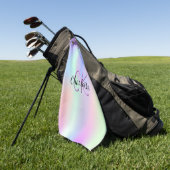 Roze paarse monogram holografisch golfhanddoek (Groen)
