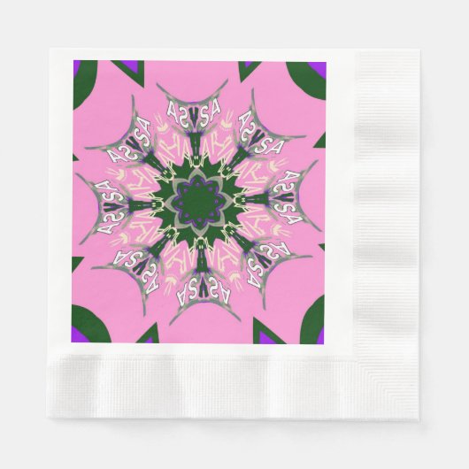 Roze paarse monogram motief servetten (Voorkant)