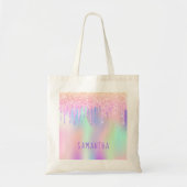 Roze paarse munt druppelnaam tote bag (Voorkant)