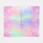 Roze paarse naam script holografisch meisje fleece deken (Voorkant (Horizontaal))