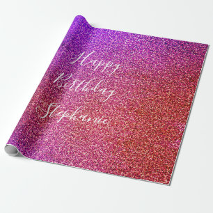 Roze Paarse Ombre Happy Birthday Cadeaupapier