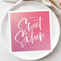 Roze Paarse Ombre Kalligrafie Sweet Sixteen