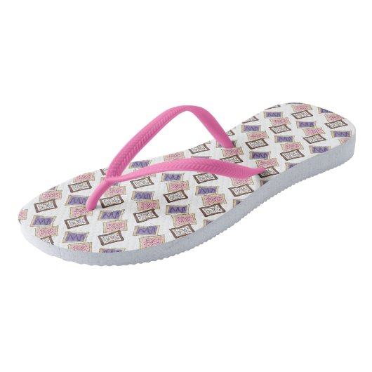 Roze Paarse ontbijt voor broodrooster, gebak Teenslippers (Schuin)