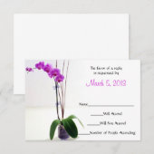 Roze Paarse orchidee Floral RSVP Response Kaart (Voorkant / Achterkant)
