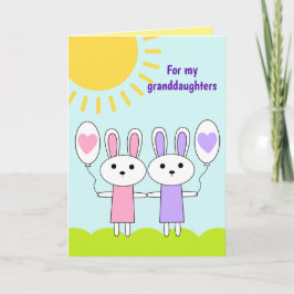 Roze Paarse paasbundel voor mijn kleindochters Feestdagen Kaart