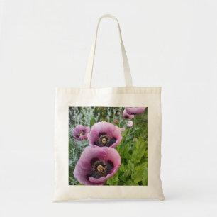 Roze Paarse papaver auve paarse bloemen Tote Bag