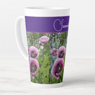 Roze Paarse papaverbloemen papaver Latte Mok