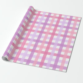 Roze Paarse Pastel Gingham Pattern Cadeaupapier