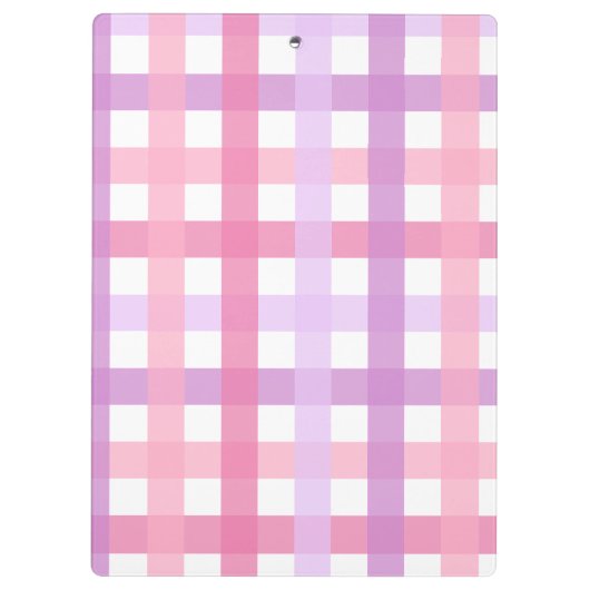 Roze Paarse pastel Monogram Gingham Pattern Klembord (Achterkant)