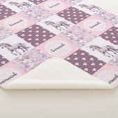 Roze Paarse Patchwork Eenhoorn Harten Custom Name Sherpa Deken (3/4)