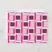  roze Paarse patchwork - Kantel design cadeaus Briefkaart (Voorkant / Achterkant)