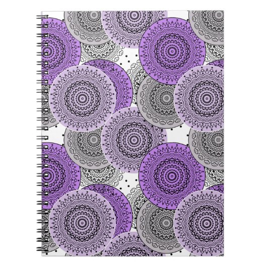 Roze paarse patroon Arabische mandala oosterse sti Notitieboek (Voorkant)