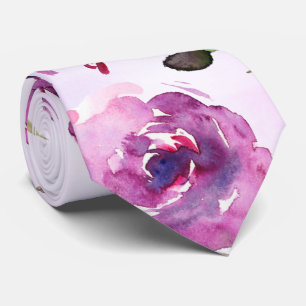 Roze Paarse Pioen & Orchidee Tuin Bruiloft Stropdas