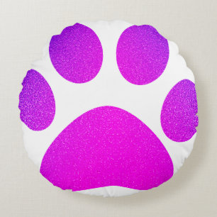 Roze Paarse Pootafdruk Glitter Ombre Cadeau 2023 Rond Kussen