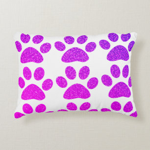 Roze Paarse Pootafdruk Glitter Ombre Cadeau Favor Accent Kussen