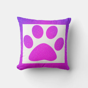 Roze Paarse Pootafdruk Glitter Ombre Cadeaubon Buitenkussen