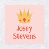 Roze & Paarse Princess Crown Girly Naam toevoegen Labels (Design 1)