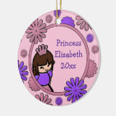 Roze & Paarse Prinses Gepersonaliseerd Ornament Ge (Links)