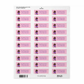 Roze & Paarse Prinses Retouradreslabels Etiket (Full Sheet)