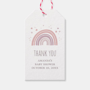 Roze paarse regenboog baby shower bedankt cadeaulabel