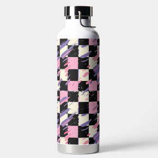 Roze & Paarse Retro Geruite Fles of Bekertje