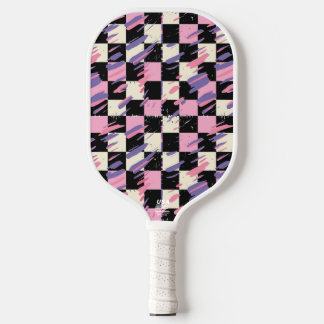 Roze & Paarse Retro Geruite Pickleball Paddle
