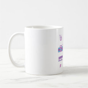 Roze Paarse Retro Muziekpictogrammen Doodlepatroon Koffiemok
