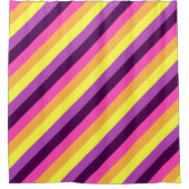 Roze Paarse Retro Strepen Douchegordijn (Voorkant)