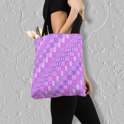 Roze paarse roeiletters tote bag