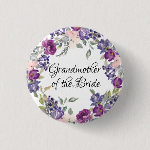 Roze & Paarse Roos Bloemen Grootmoeder van de brui Ronde Button 3,2 Cm