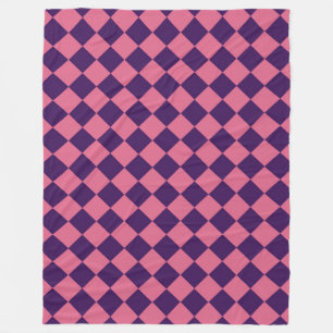 Roze Paarse Ruit Diamant Patroon Fleece Deken