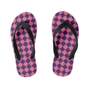 Roze Paarse Ruitjes Diamant Patroon Kinder Teenslippers