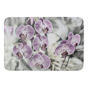 Roze paarse schattige orchidee bloemen tekening badmat