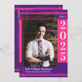 Roze Paarse School Kleur Afstuderen Foto Plaid Kaart (Voorkant / Achterkant)