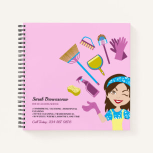Roze Paarse Schoonmaakster Lady Merk voor Schoonma Notitieboek