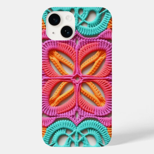 Roze Paarse Sinaasappel Kleurrijke Granny Square H Case-Mate iPhone Case (Achterkant)