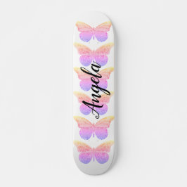 Roze Paarse Sparkle Butterflies Gepersonaliseerd S Skateboard