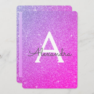 Roze Paarse Sparkle Glitter 30th Birthday Party Kaart