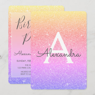 Roze Paarse Sparkle Glitter Girly Verjaardagsfeest Kaart