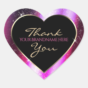 Roze Paarse Sparkle Glitter Lijst Bedankt Hart Sticker