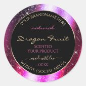 Roze Paarse Sparkle Glitter Lijst Productlabel Ronde Sticker (Voorkant)
