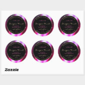 Roze Paarse Sparkle Glitter Lijst Productlabel Ronde Sticker (Vel)