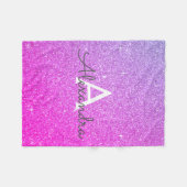 Roze Paarse Sparkle Glitter Monogram Naam Fleece Deken (Voorkant (Horizontaal))